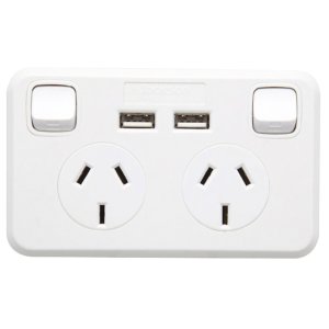2 SOCKET SWITCHED GPO WITH DUAL USB 2.1A CHARGING