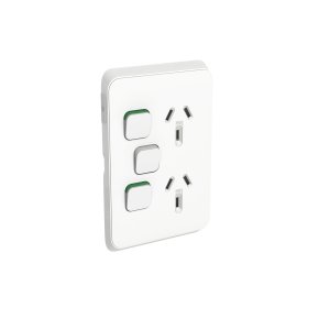 SOCKET DOUBLE VERT 10A WITH EXTRA SW WHITE 392X-VW