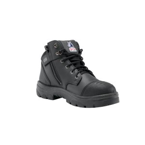 BOOT LACE UP ZIP-SIDED BC TPU SOLE BLK 5 STEEL BLUE PARKES