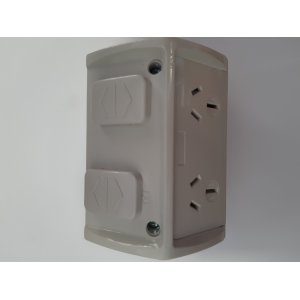 OUTLET SOCKET DOUBLE 10A W/PROOF GRY ASAWPS210