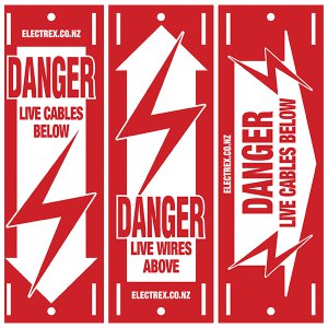 SIGN DANGER LIVE WIRES / CABLES 2 SIDED MIX DSMIX